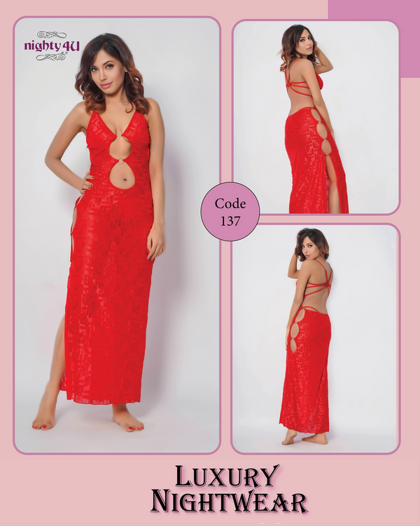 Baby Doll Sexy Lace Long Backless Gown & Panty