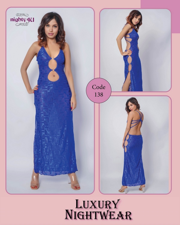 Baby Doll Sexy Lace Long Backless Gown & Panty