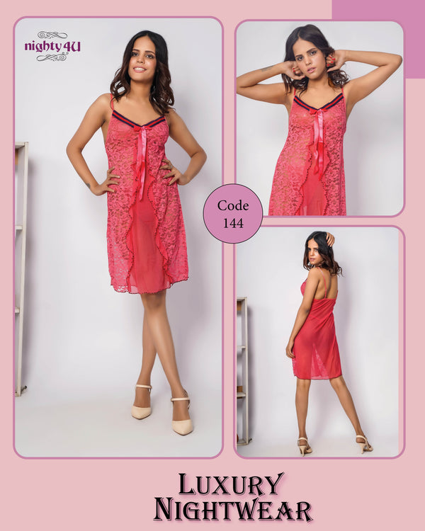 Sexy Semi Transparent Short Gown Lingerie With Panty